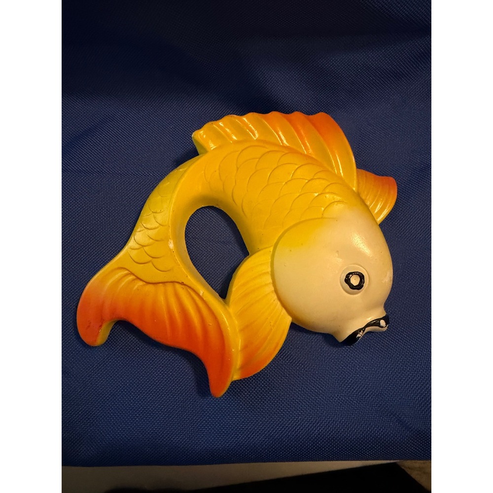 Vintage Miller Studio Chalkware Fish Wall Plaque Yellow Orange Mid Century Decor